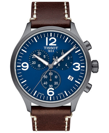 Мужские швейцарские часы Chrono XL с коричневым кожаным ремешком, 45 мм Tissot