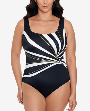 Women's Metallic Stripe One-Piece Swimsuit, Created for Macy's Swim Solutions