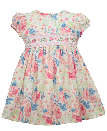 Платье из поплина с короткими рукавами и цветочным принтом для маленьких девочек и трусики Bonnie Baby