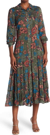 Макси-платье-рубашка с длинным рукавом и цветочным принтом Daniel Rainn
