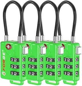 Аксессуары для путешествий Forge TSA Approved Cable Luggage Locks, Re-settable Combination with Alloy Body Forge