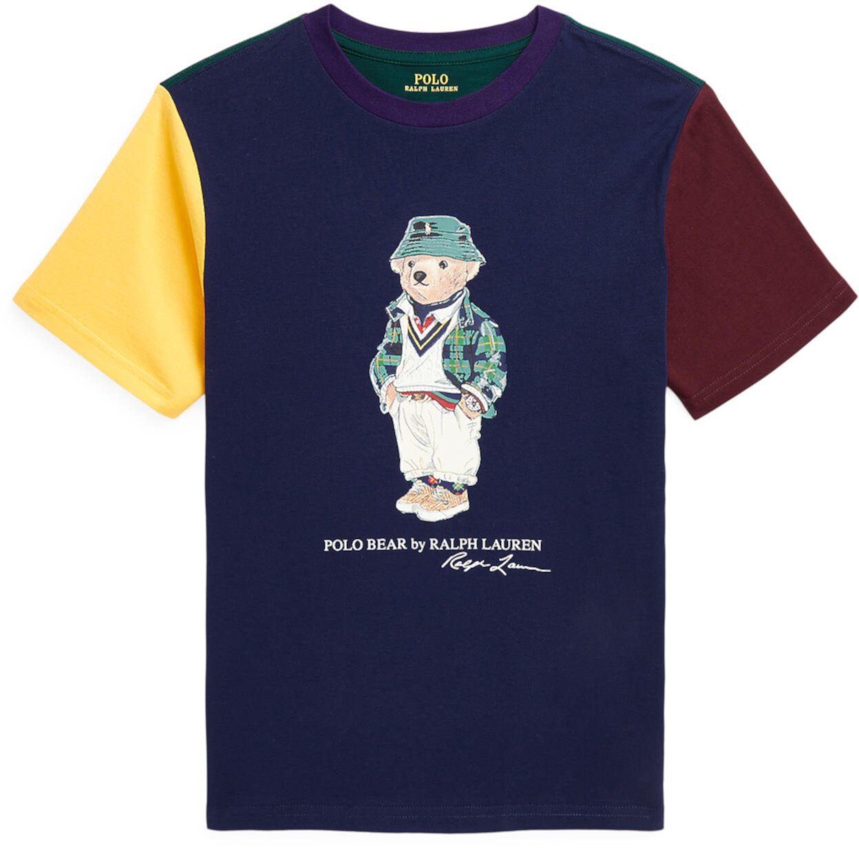 Хлопковая футболка с цветными блоками Polo Bear (для больших детей) Polo Ralph Lauren