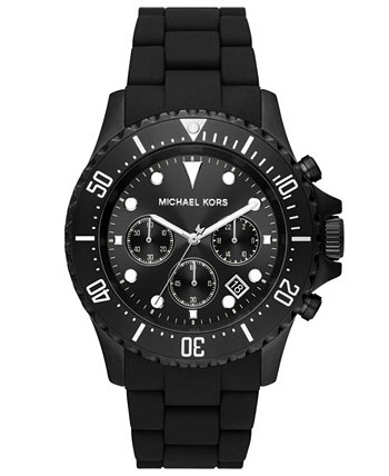 Мужские часы Everest Chronograph с черным ионным покрытием из нержавеющей стали и силикона, часы-браслет, 45 мм Michael Kors