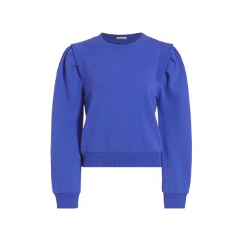 The Push and Shove Cotton Puff-Sleeve Sweater MOTHER