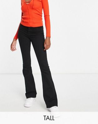 Pieces Tall Peggy high rise flare jeans in black Pieces Tall