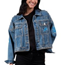 Women's G-III 4Her by Carl Banks Detroit Lions First Finish Medium Denim Full-Button Jacket In The Style