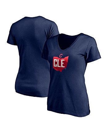 Женская темно-синяя футболка с v-образным вырезом Cleveland Guardians Hometown Fanatics