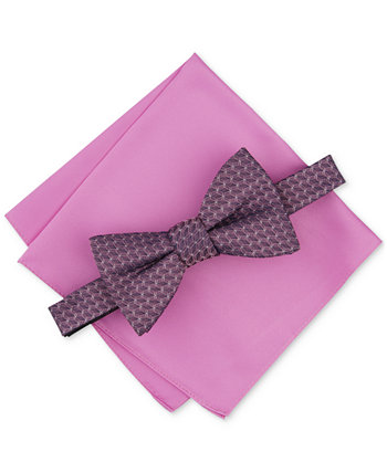 Men's Moores Geo-Pattern Bow Tie & Solid Pocket Square Set, Created for Macy's Alfani