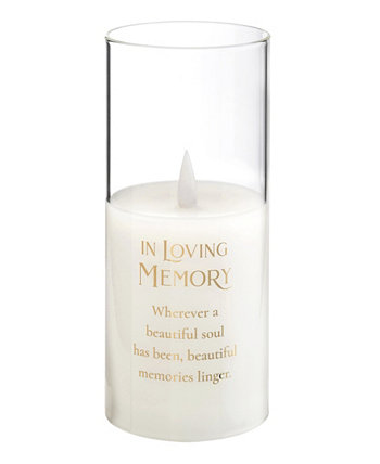 In Loving Memory Glass LED Candle Holder with Sympathy Verse Lillian Rose