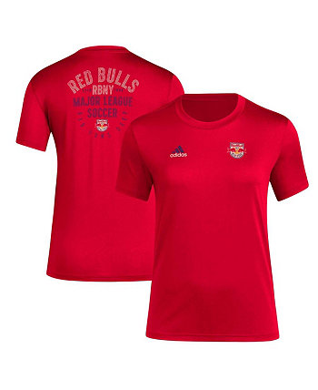Женская красная футболка New York Red Distressed Bulls Local Stoic Adidas