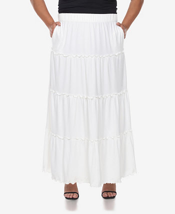 Многоуровневая длинная юбка больших размеров White Mark