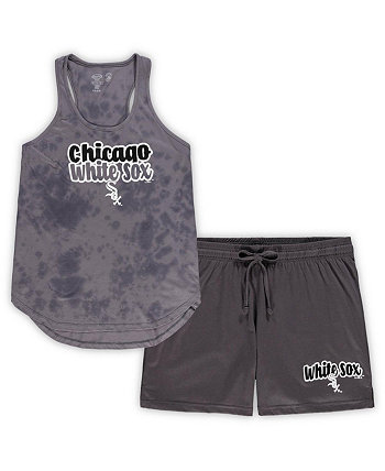 Женский комплект темно-серого цвета Chicago White Sox размера плюс с облачным топом и шортами для сна Concepts Sport