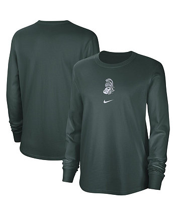 Женская зеленая рваная футболка с длинными рукавами в винтажном стиле Michigan State Spartans Nike