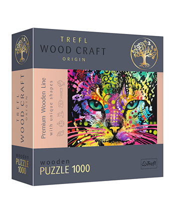 Деревянный пазл Wood Craft, 1000 деталей - Разноцветный кот Trefl