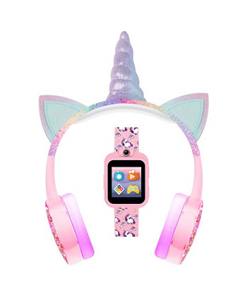 Детские умные часы с ремешком из ТПУ с розовым единорогом и наушниками Playzoom 41 мм Playzoom
