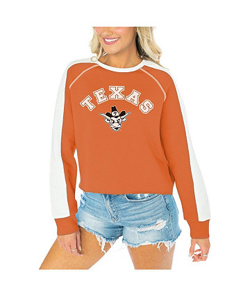 Женский укороченный пуловер Texas Longhorns Blindside реглан Техасского оранжевого цвета Gameday Couture