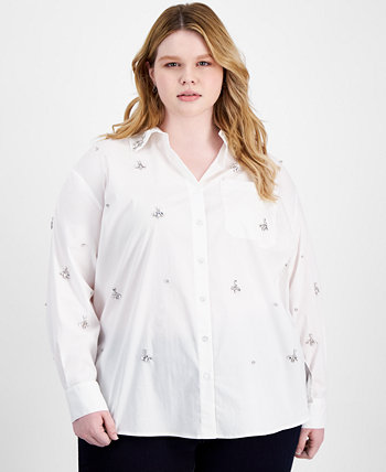 Рубашка на пуговицах больших размеров, украшенная стразами, созданная для Macy's I.N.C. International Concepts