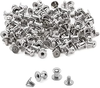 50 Sets Chicago Screws Round Head Button Cross Screw Stud Rivet for DIY Craft Leather Repairs Decoration Accessories (Black,6mm) TiSuit