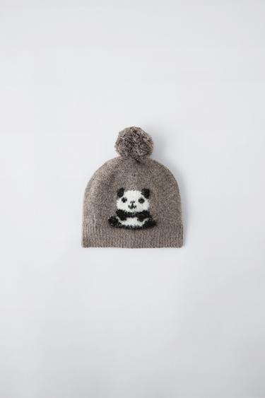 Шапка с помпоном Zara KNIT PANDA BEAR HAT ZARA