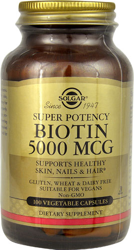 Биотин - 5000 мкг - 100 растительных капсул - Solgar Solgar