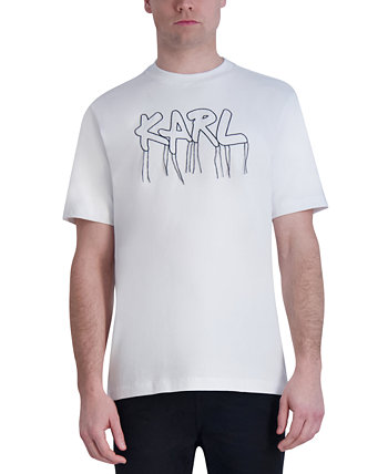 Men's Slim-Fit Fringe-Trimmed Logo Graphic T-Shirt Karl Lagerfeld Paris