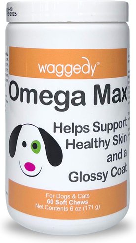 waggedy Omega Max Joint & Skin Health Chews Supplement for Dogs, 60 count Waggedy