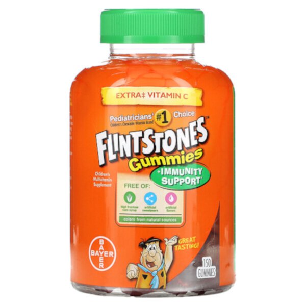 Мультивитамины для детей, поддержка иммунитета, 150 жевательных таблеток Flintstones