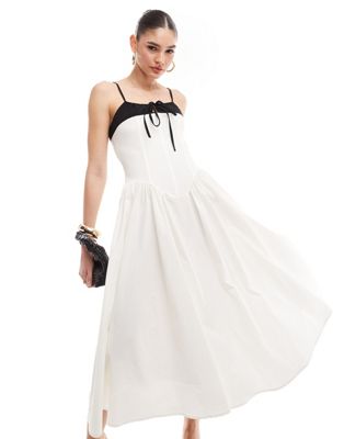 Extro & Vert corset top pleated midi dress in white Extro & Vert