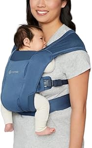 Ergobaby Embrace Cozy Newborn Essentials Baby Carrier Wrap (7-25 Pounds), Soft Air Mesh, Blue Ergobaby