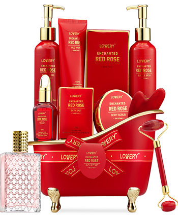 10-Pc. Luxe Red Rose Bath & Body Care Gift Set Lovery