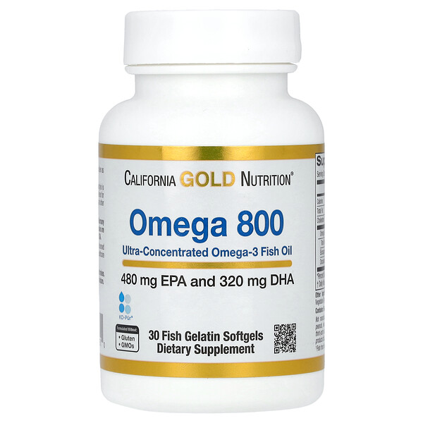 Omega 800 Фармацевтического Класса Рыбий Жир - 1000 мг - 30 желатиновых капсул - California Gold Nutrition California Gold Nutrition