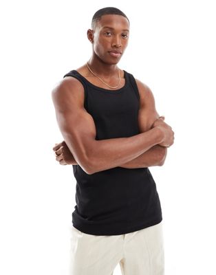 ONLY & SONS ribbed tank top in black Only & Sons