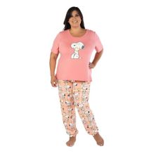 Плюс размер Nite Nite by Munki Munki Пижамный топ с короткими рукавами и пижамные штаны Комплект для сна Nite Nite by Munki Munki