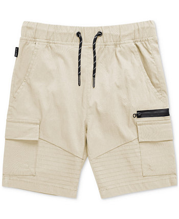 Big Boys Harlow Stretch Tech Fabric Pull-On Cargo Shorts with Moto Detailing Ring of Fire