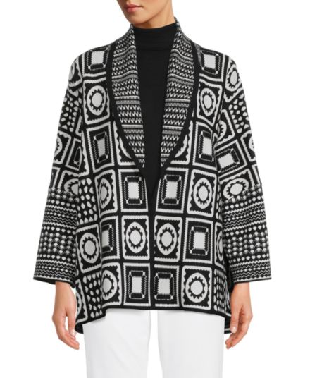 Geo Pattern Open Front Cardigan SIONI