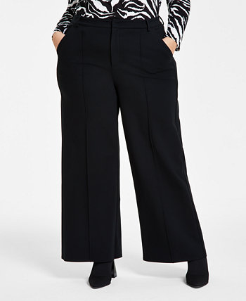 Модные брюки больших размеров с высокой посадкой и широкими штанинами из понте, созданные для Macy's Bar III