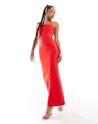 Vesper low back strappy maxi dress in red Vesper
