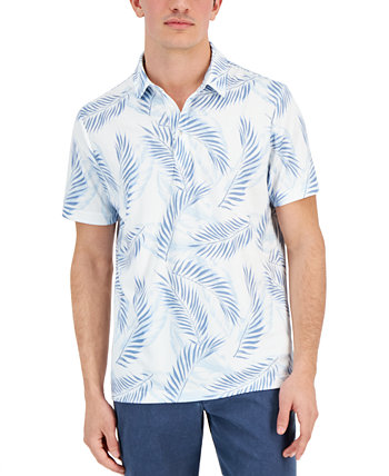 Мужская рубашка-поло с коротким рукавом и принтом листьев, созданная для Macy's Club Room
