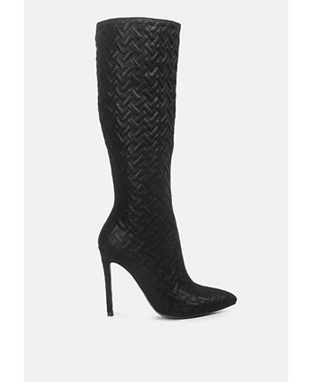 Tinkles Embossed High Heeled Calf Boots London Rag