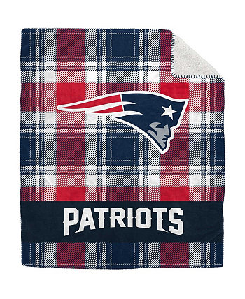 Плюшевое фланелевое одеяло New England Patriots размером 50 x 60 дюймов в клетку Pegasus Home Fashions