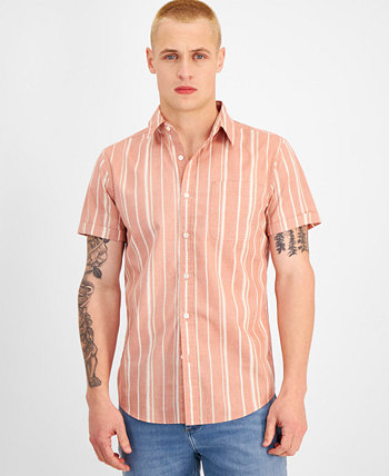 Мужская рубашка Marcos с коротким рукавом и полоской на пуговицах спереди, созданная для Macy's Sun & Stone