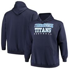 Мужская темно-синяя толстовка с капюшоном Tennessee Titans с логотипом Fanatics, большой и высокий сложенный пуловер Fanatics