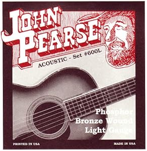 Фосфорные бронзовые струны John Pearse 600L для акустической гитары, Легкая натяжка 0.012 - 0.053 John Pearse