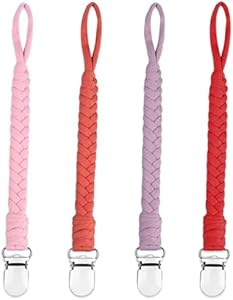 7 Pcs Braided Pacifier Clip, Pacifier Clips for Boys & Baby Girls, Pacifier Holder Clip Binky Clips Duludulu