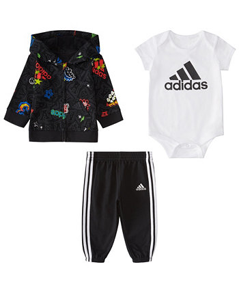 Куртка, боди и джоггеры для маленьких мальчиков, комплект из 3 предметов Adidas