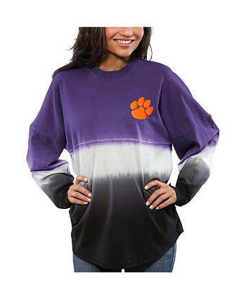 Women's Purple Clemson Tigers Ombre Long Sleeve Dip-Dyed T-shirt Spirit Jersey