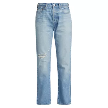 Cliffdale High-Rise Distressed Straight Jeans Moussy Vintage