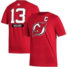 Мужская красная футболка adidas Nico Hischier New Jersey Devils Fresh с именем и номером Adidas