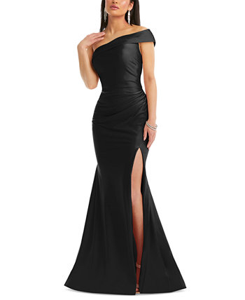 Women's One-Shoulder Stretch Satin Mermaid Gown The Dessy Group