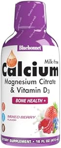 Bluebonnet Nutrition Liquid (Жидкость) Calcium Citrate, Magnesium, Vitamin D3, Bone Health, Gluten Free, Soy Free, Milk Free, Kosher, 16 fl oz, 32 Servings (Порции), Mixed Berry Flavor Bluebonnet